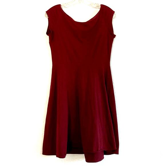 Elegantees Kennedy Dress Fit and Flare Burgundy 100% Organic Cotton Small - Picture 1 of 8